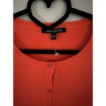 Amelotte Bright Orange Long Sleeve Crew Neck Button Down Cardigan Sweater Sz L Size L Photo 2