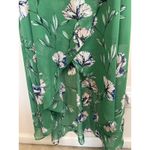 Jessica Howard Women's Hi Low 8 Green Floral Chiffon V-Neck Belted Short Sleeve Photo 4