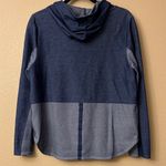 Zenergy by Chico's Size 1 M/L Blue Denim Moto Jacket Hoodie Sweatshirt Size M Photo 7