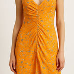 Line and Dot  Orange Floral Midi Slip Dress‎ Photo 0
