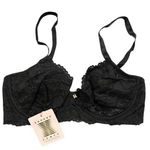 SAVAGE X FENTY RIHANNA FLORAL LACE UNLINED BRA BLACK CAVIAR NEW Size 34D Photo 0