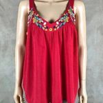 Self Esteem Red Embroidered Tank Top NWT Size Medium Photo 0
