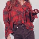 BDG  Urban Outftters Rayne Oversized Plaid Flannel Button Down Orange Small Photo 0