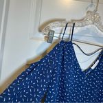 Crescent  Blue/White Print V Neck Strappy Cold Shoulder Blouse size S Photo 5