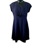 Tahari ASL Navy Blue Cap Sleeve Fit & Flare Dress Size 12 – Elegant V Photo 1