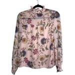 Vince Camuto Light Pink Floral Print Smock High Neck Blouse Photo 1