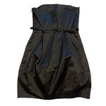 Theory Black Strapless Satin Bubble Dress Photo 3