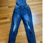 KanCan Denim Overalls Distressed Dark Wash Skinny Jeans Jumpsuit S Blue Size 4 Photo 0
