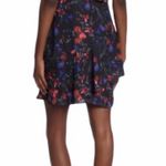 Parker Floral One Shoulder Dress XS Black Multi Lined Tiered Hem NWT Photo 1