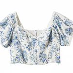 Mango Lili Floral Crop Top Blue White NWT Size 6 / Medium Photo 0