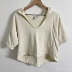 Joie  Irving Cropped Hoodie Bleached Sand White Cream Size XXS Photo 4
