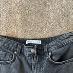 ZARA  Black Jean Shorts High-Waisted Frayed Hem Photo 1