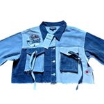 Thrill Jeans Denim Jacket Collection Patchwork NWT 3X Crop Distressed Blue Photo 0