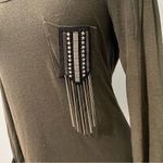 Vintage Havana  Army Green 3/4 Sleeve Embellished Pocket Shirt Size Medium Photo 1