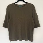 Ralph Lauren LAUREN  Round Neck‎ Short Sleeve Olive Ribbed Knit Top Women's XL Photo 0