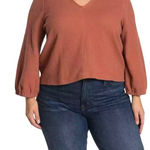 Madewell ‎ Pink Knit Texture And Thread Full Sleeve V Neckline Long Sleeve Top XS Photo 0