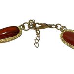 Red Agate Necklace With Gold Plated Details New In Box 16 Inch Oval Stone NWT Photo 2