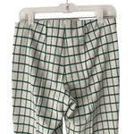 Anthropologie The Essential Cropped Flare Pants Green Cream Plaid size small Photo 5