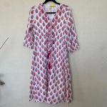 Roller Rabbit ‎ Cotton midi Dress in Floral Block Print tassels red white size S Photo 1