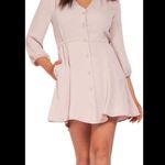 Babaton Aritzia  Camille Day Dress Long Sleeve Light Pink Button Front Mini Sz L Photo 0