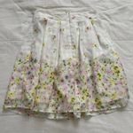 White gingham weave & pink yellow floral skirt with elastic waistband Size M Photo 3