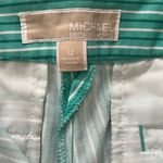 Michael Kors Turquoise Striped Shorts Women Size 12 Flat Front Button Zip Preppy Photo 4