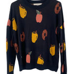 Ann Taylor LOFT Sweater Size Medium Apple Cider Donut Fall Orchard Novelty Print Photo 0
