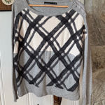 Karen Millen  Plaid Knit Grey Sweater size Large Photo 0