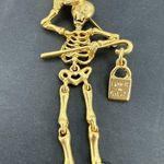 Danecraft Skeleton Pin Brooch Brushed Gold Dangle Halloween Moving Dancing Photo 0