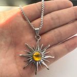 Sun Eyes Pendant Necklace for Men Women Streetwear Punk Hip Hop Unisex Style Silver Photo 4