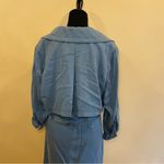 7 For All Mankind Blue Lightweight Gunflap Front Tie Trench Coat Jacket Size L Photo 8