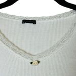 Brandy Melville Waffle Knit Top Lace Long Sleeve Crop Y2K Boho Grunge One Size Photo 2