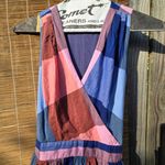 1901  Plaid Wrap Blanket Plaid Midi Dress Pink Blue Size 6 Photo 7