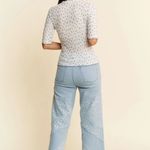 Davi & Dani  Lace Stretch Floral Marrow Edge‎ Half Sleeve Top Photo 8