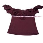 Loft shimmer dotted ruffle yoke mixed media top Photo 2