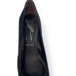 Donald J Pliner 8.5 Suede Logo Buckle Metal Black Kitten Heels Square Toe Womens Size 9 Photo 3