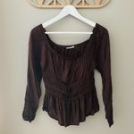 Altar'd State  Long Sleeve Blouse Brown Sz Small Photo 0
