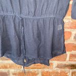 Mileage  Black Sheer 3/4 Roll Tab Sleeve Cinched Tie Waist Blouse Women's Large Photo 2