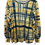 Zac & Rachel‎ Plaid Sweater Knit Pullover Blouse Top Size 1X Artsy Art to Wear Blue Photo 0