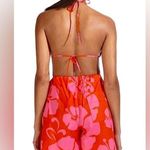 STAUD NWOT  Printed Halter Neck Georgia Rent The Runway Romper Pink Red Size 10 Photo 3