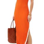Solid & Striped Womens Sz S Orange Kimberly Rib Knit Tank Midi Dress Side Slit Photo 0
