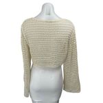 ZARA Women's Cream Long Flare Sleeve Open Knit Crochet Sweater Crop Top Size M Photo 1