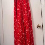 Free People  Red Floral Smocked Jumpsuit Romper – Size Medium Photo 1