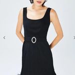 NWOT HVN Suki Feather Trim Belted Dress Black Size 16 Photo 1