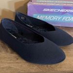 Skechers Navy Blue Knit Flats Shoes Wide Fit Women’s Size 11 W Slip On Photo 0