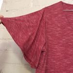 Como vintage  Women's S Red Fall Poly Rayon Button Knit Short Sleeve VNeck Top Photo 1