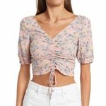 Sophie Rue Women's Ruched Crop Top Dusty Mauve Floral, Size Extra Small Pink Photo 0