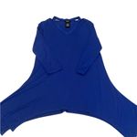 Premise  royal blue size small 3/4 sleeve shark bite hem neck cutouts worn 1x EUC Photo 2