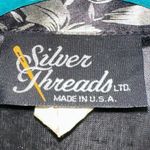 Vintage Silver Threads Gold & Black Floral Button Down Blouse Size M Photo 4