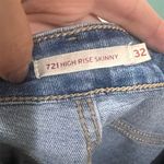 Levi's  Women's 721 High Rise Skinny Jeans Blue Size 32 Raw Hem Photo 8